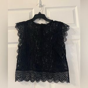 Zara black lace short sleeve top
